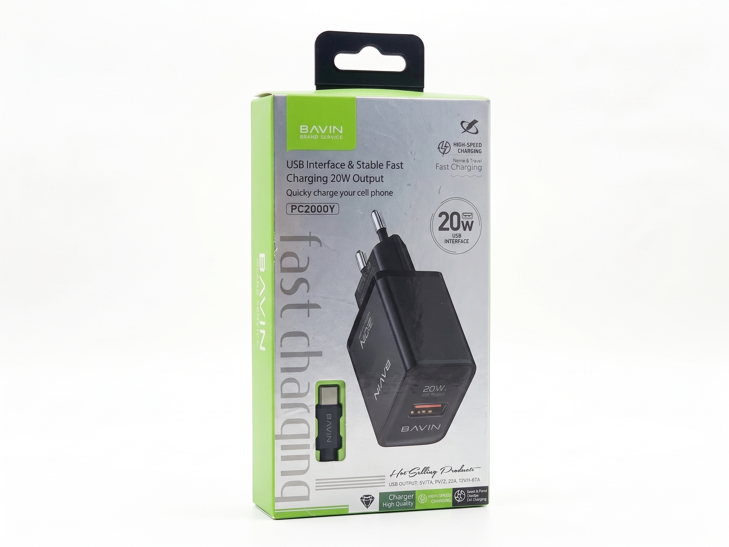 BAVIN PC2000Y 20W USB Fast Wall Charger (Black)